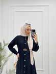 0513-Elegant Elbise-Lacivert