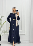 0513-Elegant Elbise-Lacivert
