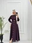 0513-Elegant Elbise-Mürdüm
