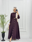 0513-Elegant Elbise-Mürdüm