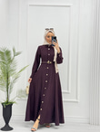 0513-Elegant Elbise-Mürdüm