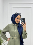 0513-Elegant Elbise-Yağ Yeşili
