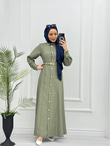 0513-Elegant Elbise-Yağ Yeşili