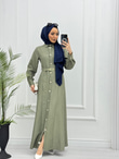 0513-Elegant Elbise-Yağ Yeşili