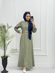 0513-Elegant Elbise-Yağ Yeşili