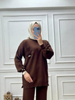 0598-Ayça Triko Takım-Kahverengi