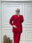 0598-Ayça Triko Takım-Kırmızı