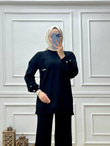 0598-Ayça Triko Takım-Siyah