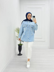 0647-Denim Ceket-Açık Mavi