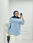 0647-Denim Ceket-Açık Mavi