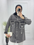 0647-Denim Ceket-Gri