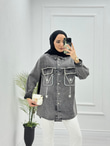 0647-Denim Ceket-Gri