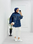 0647-Denim Ceket-Koyu Mavi