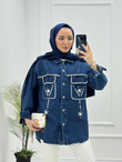 0647-Denim Ceket-Koyu Mavi