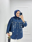 0647-Denim Ceket-Koyu Mavi