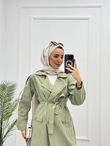 0878-Paraşüt Trençkot-Mint Yeşili