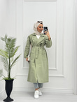 0878-Paraşüt Trençkot-Mint Yeşili