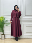 0886-İncili Elbise-Bordo