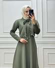 0886-İncili Elbise-Haki