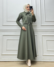0886-İncili Elbise-Haki