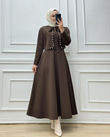 0886-İncili Elbise-Kahverengi