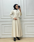 0886-İncili Elbise-Krem