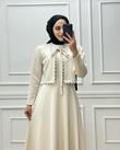 0886-İncili Elbise-Krem