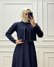 0886-İncili Elbise-Lacivert