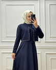 0886-İncili Elbise-Lacivert