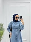 0921-Denim Elbise-Mavi