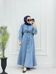 0921-Denim Elbise-Mavi