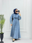 0921-Denim Elbise-Mavi
