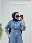 0921-Denim Elbise-Mavi