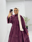 0932-Eftelya Elbise-Bordo