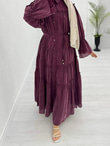 0932-Eftelya Elbise-Bordo