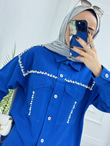 0954-Denim Takım-Saks Mavisi