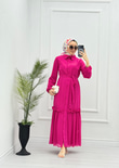 0954-Yazlık Şifon Elbise-Fuşya