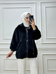 0967-Belden Bağlamalı Kürk-Siyah