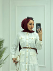 0983-Yazlık Denim Elbise-Beyaz