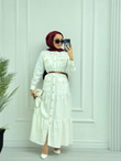 0983-Yazlık Denim Elbise-Beyaz