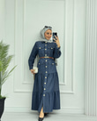 0983-Yazlık Denim Elbise-Mavi