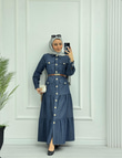 0983-Yazlık Denim Elbise-Mavi