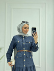 0983-Yazlık Denim Elbise-Mavi
