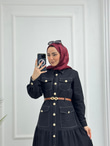 0983-Yazlık Denim Elbise-Siyah
