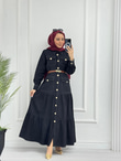 0983-Yazlık Denim Elbise-Siyah