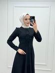 0997-Fiyonklu Elbise-Siyah