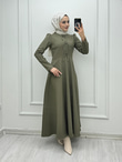 0997-Fiyonklu Elbise-Yeşil