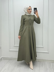 0997-Fiyonklu Elbise-Yeşil