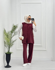 1032-Tencel Takım-Bordo