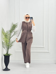 1032-Tencel Takım-Kahverengi